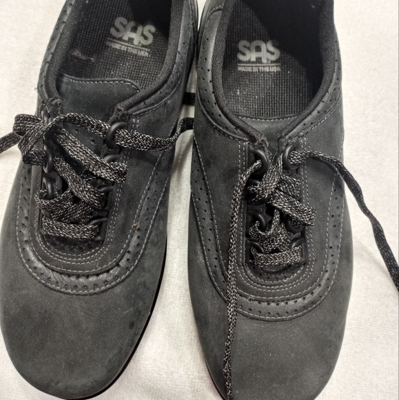 SAS Tie Up Black Suede Shoes] Womens Size 8M - Picture 1 of 6